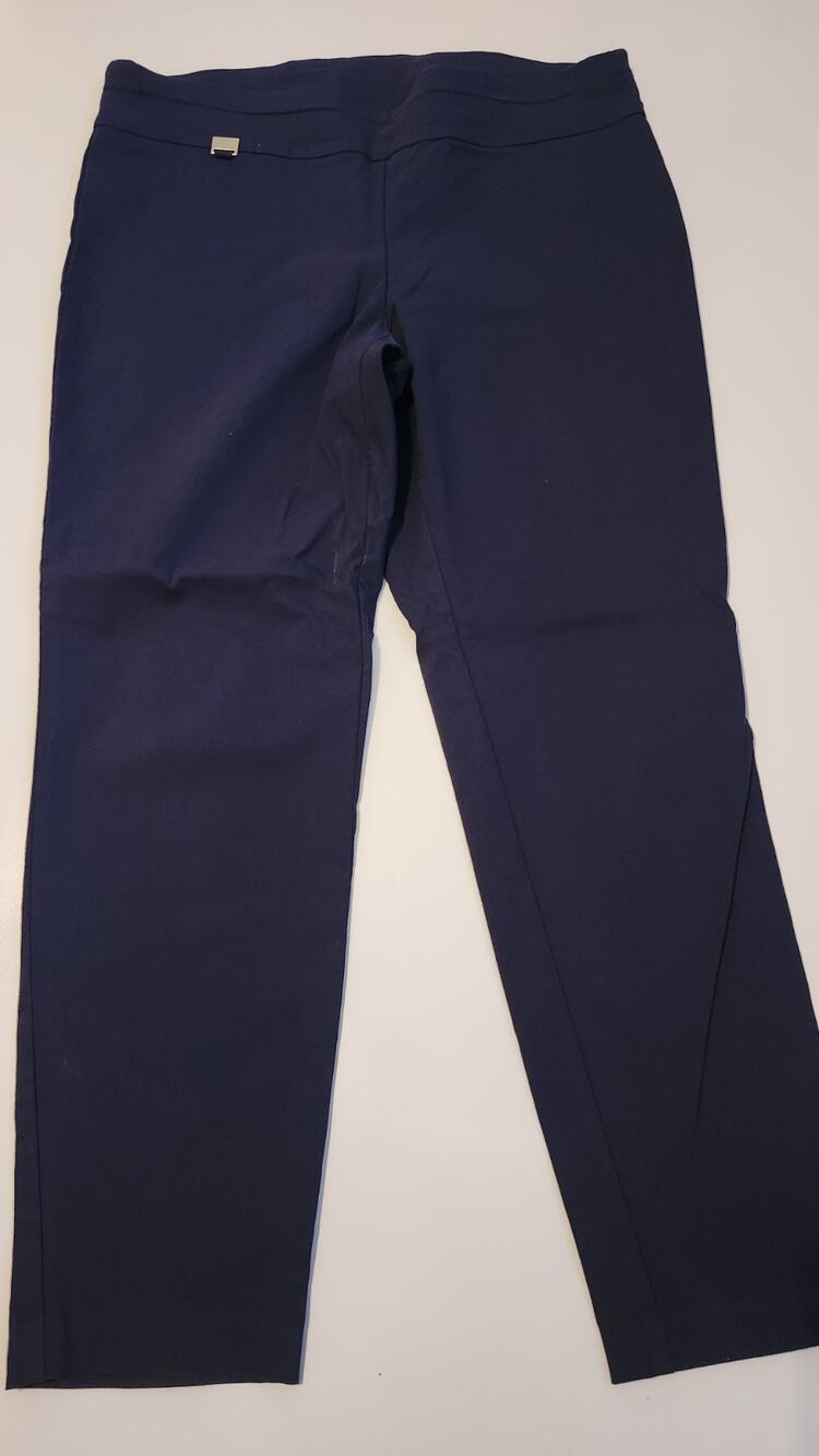 Alfani Womens Tummy Control Pants Navy Blue Stretch Straight Size 14 #505